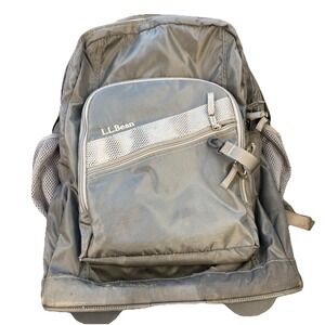 LL Bean Deluxe Rolling Gray Backpack 19" Carry-on School Travel Wheeled Pull Bag